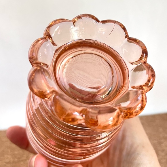 Vintage Pink Glass Tumbler Manhattan Depression Glass Art Deco MCM Glassware - Picture 11 of 13